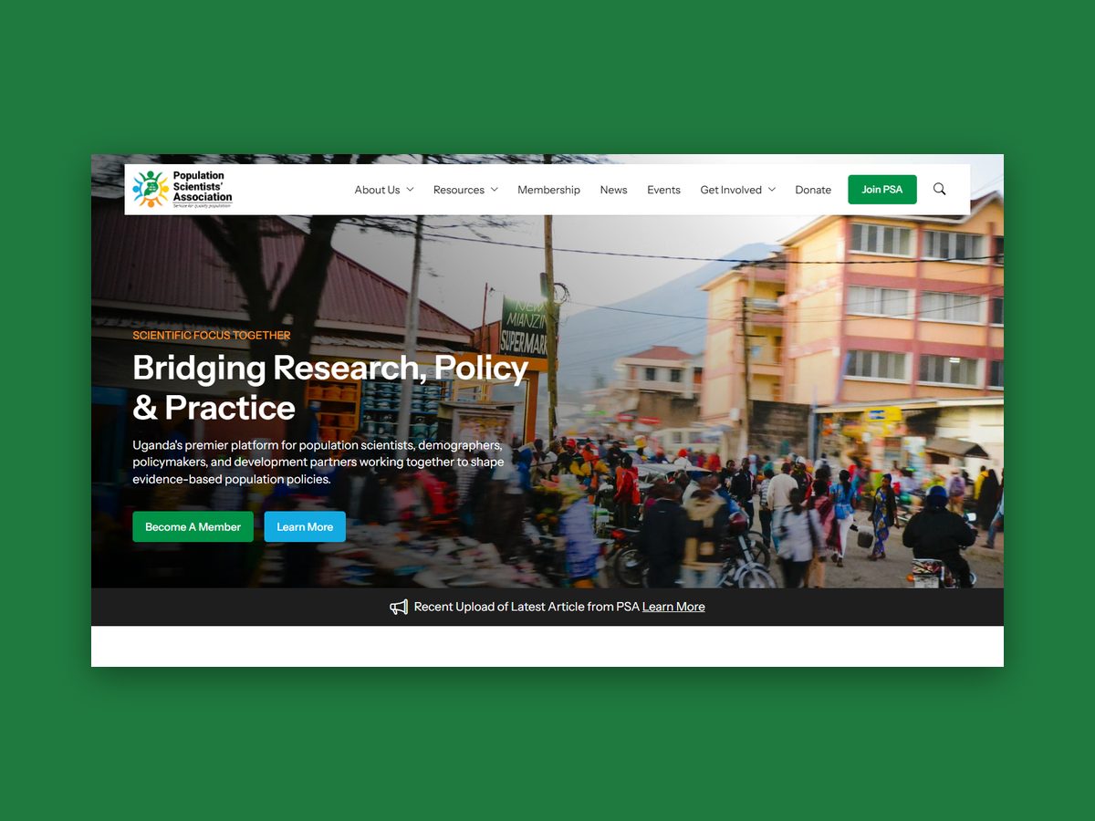 Population Scientists' Association website project by Kennedy Akora